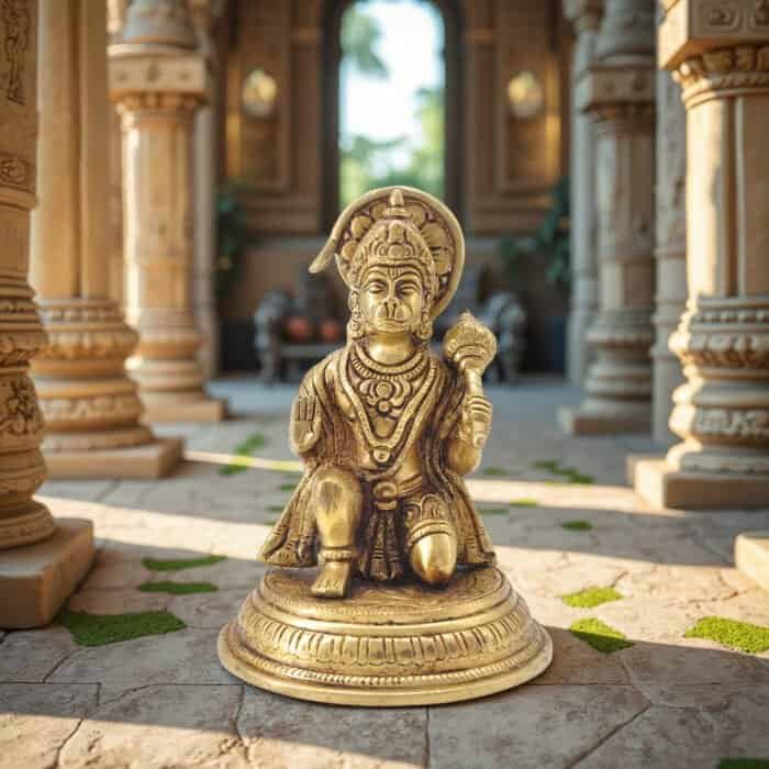 Swayambhu Handcrafted Pure Brass Lord Hanuman Statue 7 in - Image 2