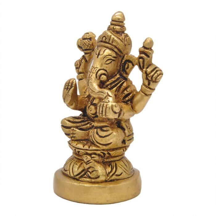 Handcrafted Pure Brass Ganesha/Ganpati 4 in - Image 2