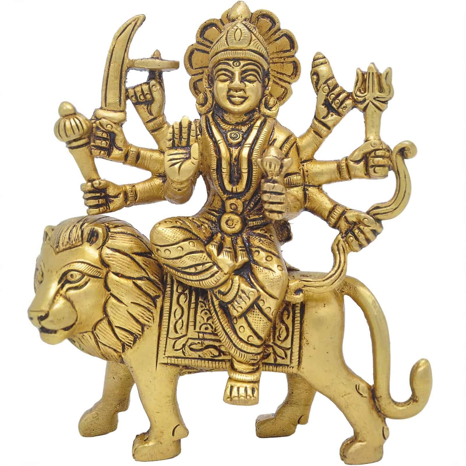 BRDURGA-1 Handcrafted Maa Durga 100% Brass Idol 9.5 Inch- Large - Image 1