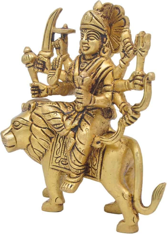 Handcrafted Maa Durga 100% Brass Idol 9.5 Inch- Large - Image 3