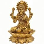 Swayambhu Handcrafted 100% Brass Goddess Lakshmi Idol on Lotus ll 5 in