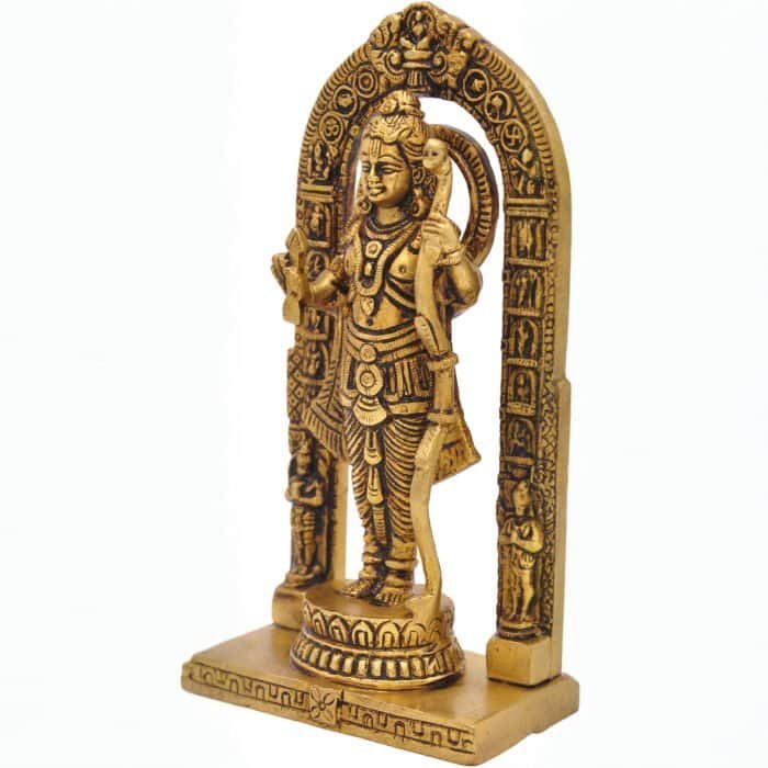 Pure Brass 6 in Lord Ram Statue with Arch Frame for Temple, Office & Home - Image 3