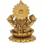 Swayambhu Brass Saraswati on round base 4in - Image 3
