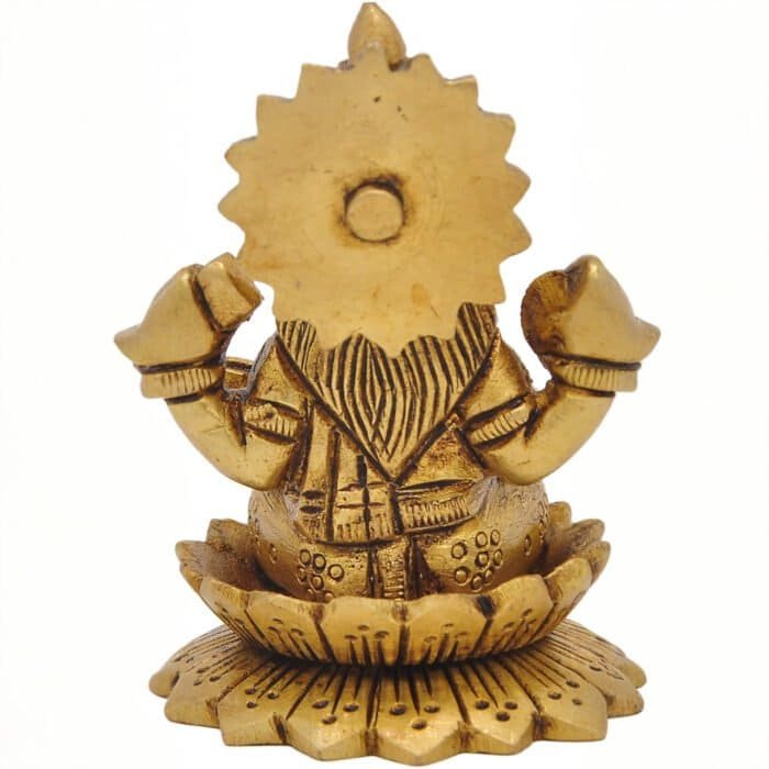 Swayambhu Brass Saraswati on round base 4in - Image 3