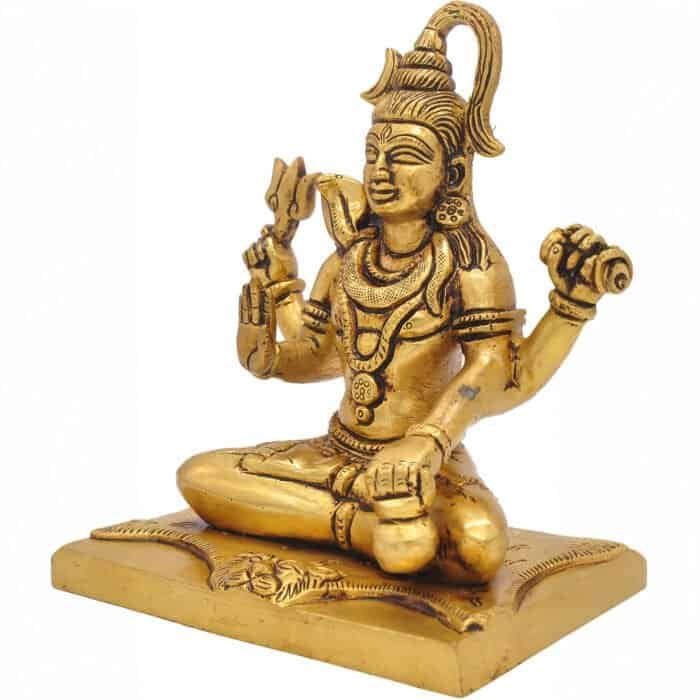 Swayambhu Handcrafted 100% Brass Lord Shiva Idol in Meditation Pose 6 in - Image 3