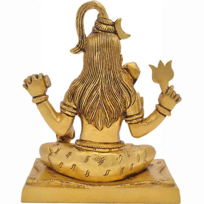 Swayambhu Handcrafted 100% Brass Lord Shiva Idol in Meditation Pose 6 in - Image 4