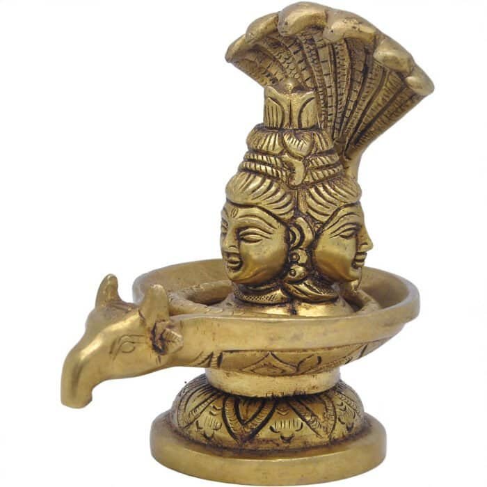 Swayambhu Brass Shivling with Shesh Naag 5 in - Image 3