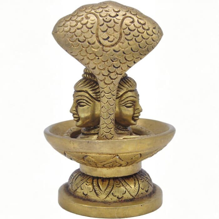 Swayambhu Brass Shivling with Shesh Naag 5 in - Image 4