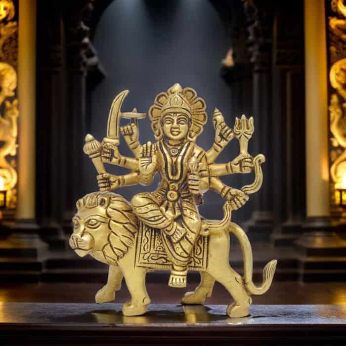 Handcrafted Maa Durga 100% Brass Idol 9.5 Inch- Large - Image 2