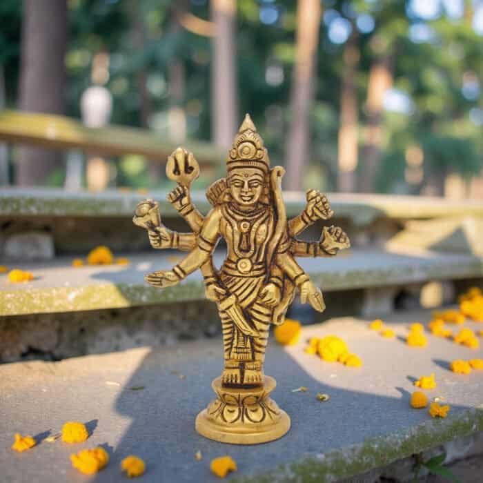 Brass Durga Bhavani Idol 4 in - Image 2