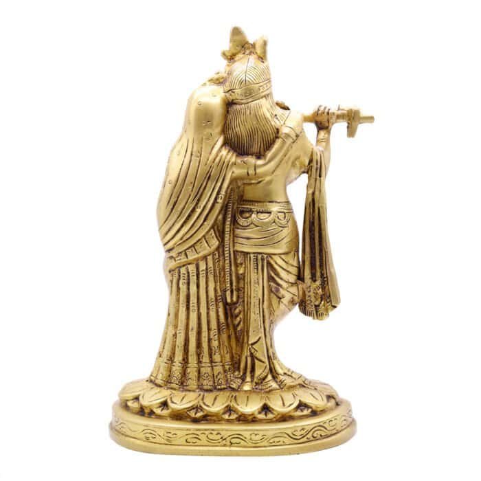 Exquisitely Handcrafted Radha Krishna Idol in Brass for Home/ Temple/ Gifting - Image 3