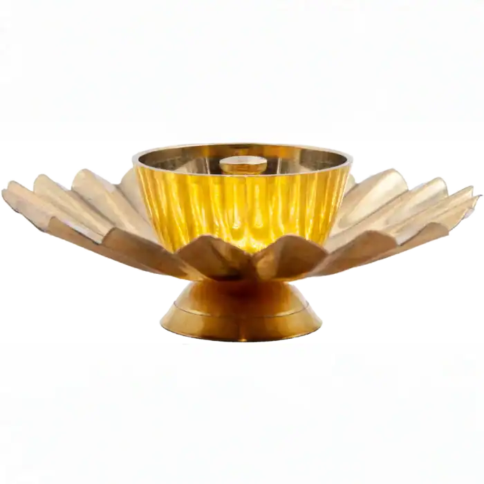 Brass Floral Diya/Oil Lamp for Temple/ Home/ Gifting - Image 2