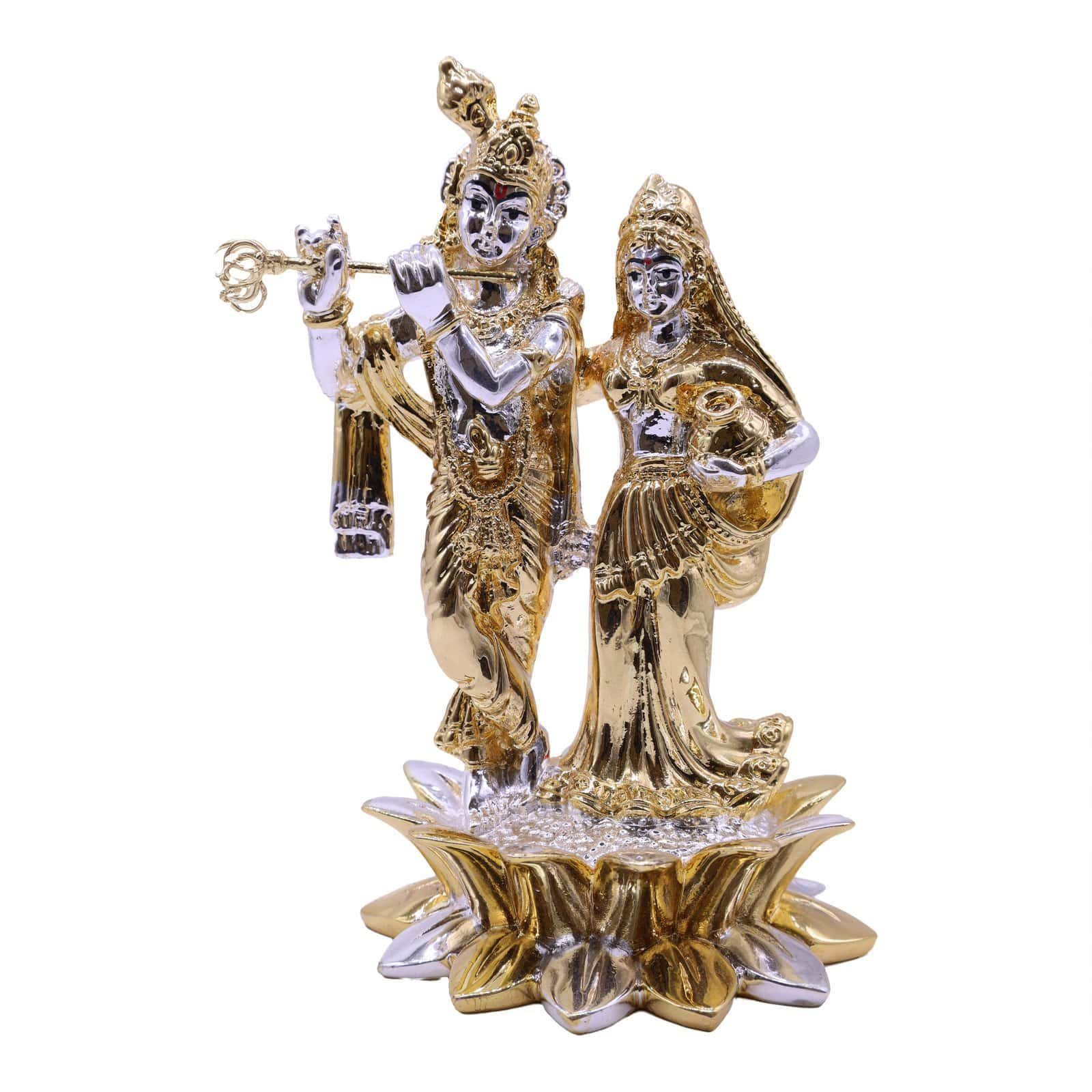 0455d678e1f542ab81cd3c39e34e046a Fiber Radha Krishna Idol in Gold for Car/ Gifting/ Home - Image 1