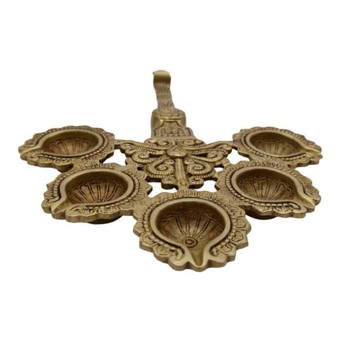 Handcrafted 5 wick Diya for Puja - Image 2