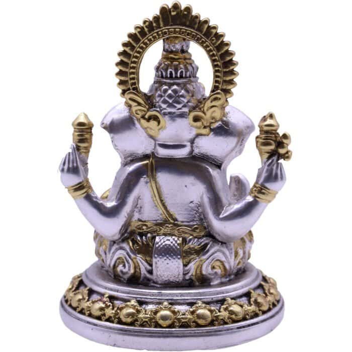 Beautifully crafted Lord Ganesha idol in a silver and gold finish in Polyresin - Image 4