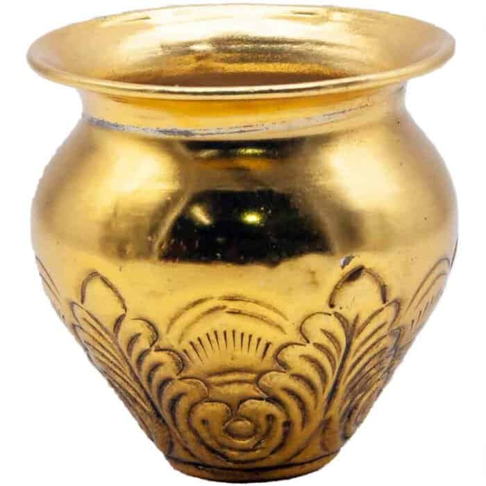 Handcrafted Brass Puja Thali with with Diya, Bowls, Lota & Bell - Image 3