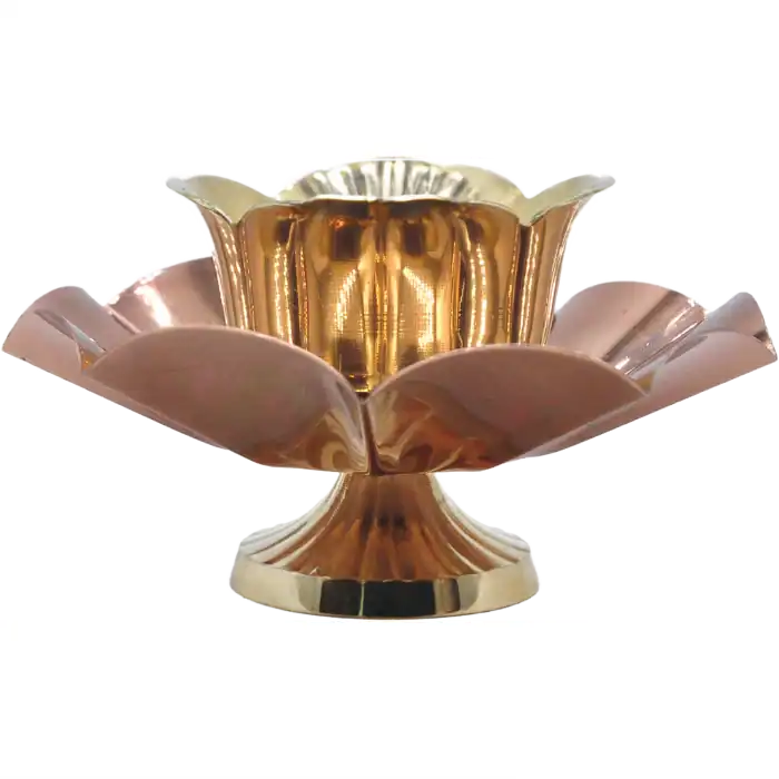 Rose Brass Diya for Puja - Image 2