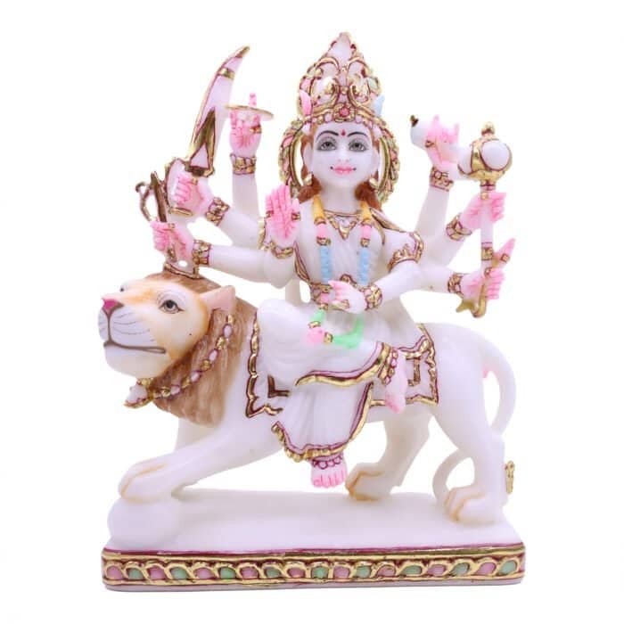 Handcrafted Marble Idol of Goddess Durga for Home/ Temple/ Gifting - Image 2