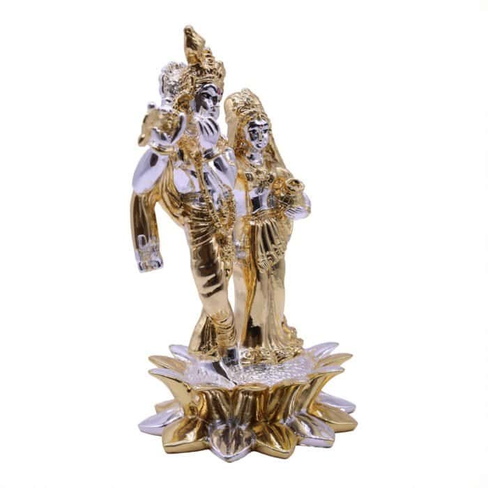 Fiber Radha Krishna Idol in Gold for Car/ Gifting/ Home - Image 2