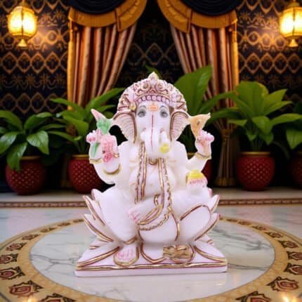 Handcrafted Ganesha/Ganpati Marble Idol 18cm for Home Temple, Gifting