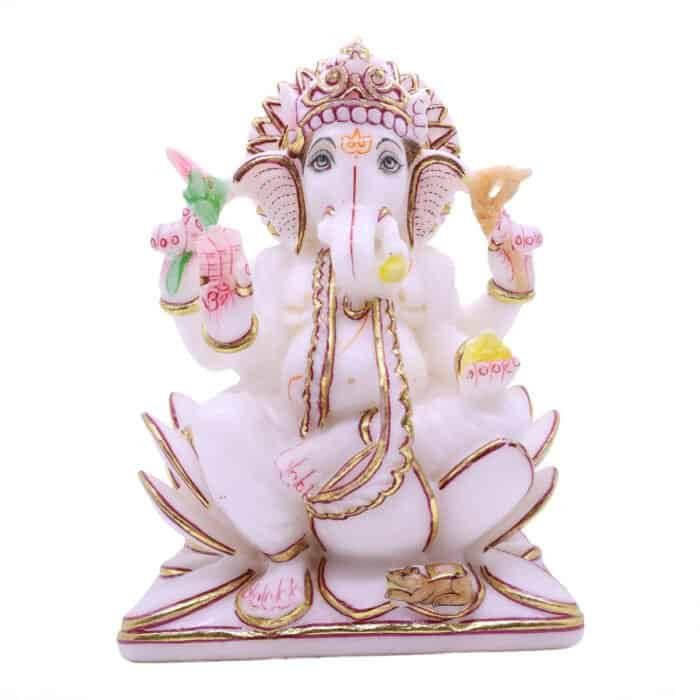 Handcrafted Ganesha/Ganpati Marble Idol 18cm for Home Temple, Gifting - Image 2
