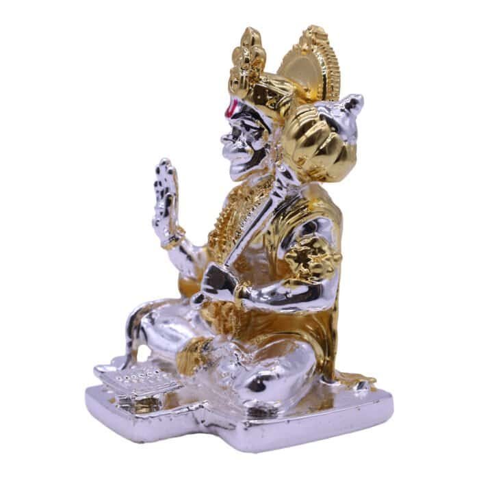 Hanuman Idol in Shiny Silver & Gold for Car/ Office/ Home - Image 2