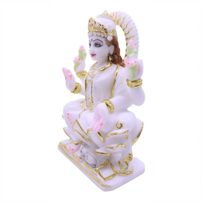 Handcrafted Maa Lakshmi Marble Statue for Home/ Temple/ Gifting - Image 3