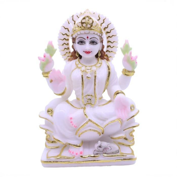 Handcrafted Maa Lakshmi Marble Statue for Home/ Temple/ Gifting - Image 2