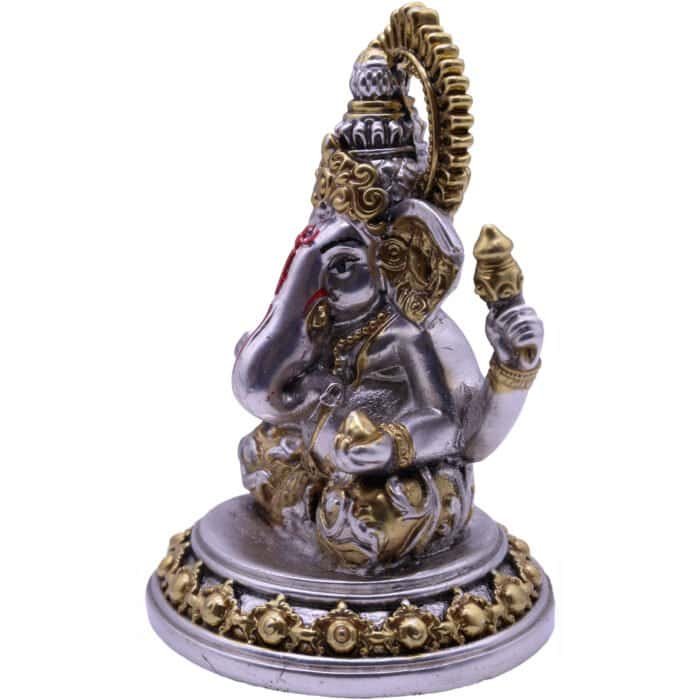 Beautifully crafted Lord Ganesha idol in a silver and gold finish in Polyresin - Image 2