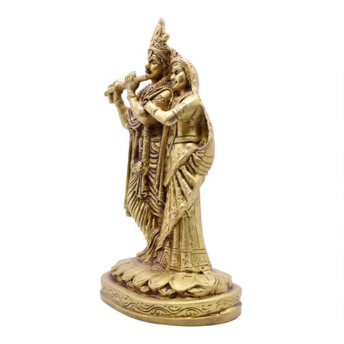 Exquisitely Handcrafted Radha Krishna Idol in Brass for Home/ Temple/ Gifting - Image 4