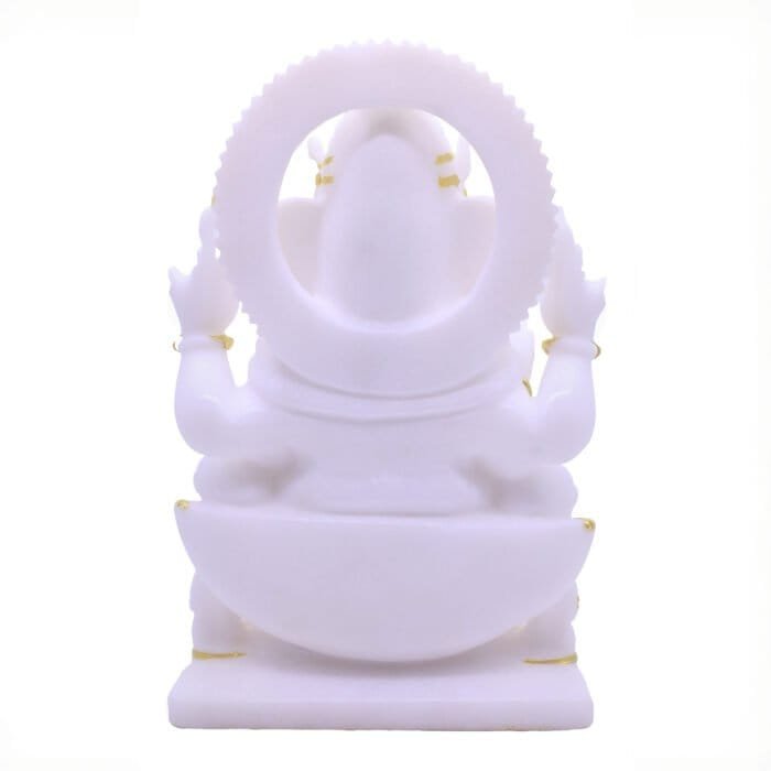 Exquisite Handcrafted Marble Ganesha/Ganpati Idol 20cm for Temple/ Gifting - Image 5
