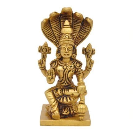 Handcrafted Brass Idol of Lord Vishnu on Sheshnaag for Home/ Temple/ Gifting