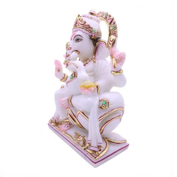 Handcrafted Ganesha/Ganpati Marble Idol 23cm for Home Temple, Gifting - Image 3