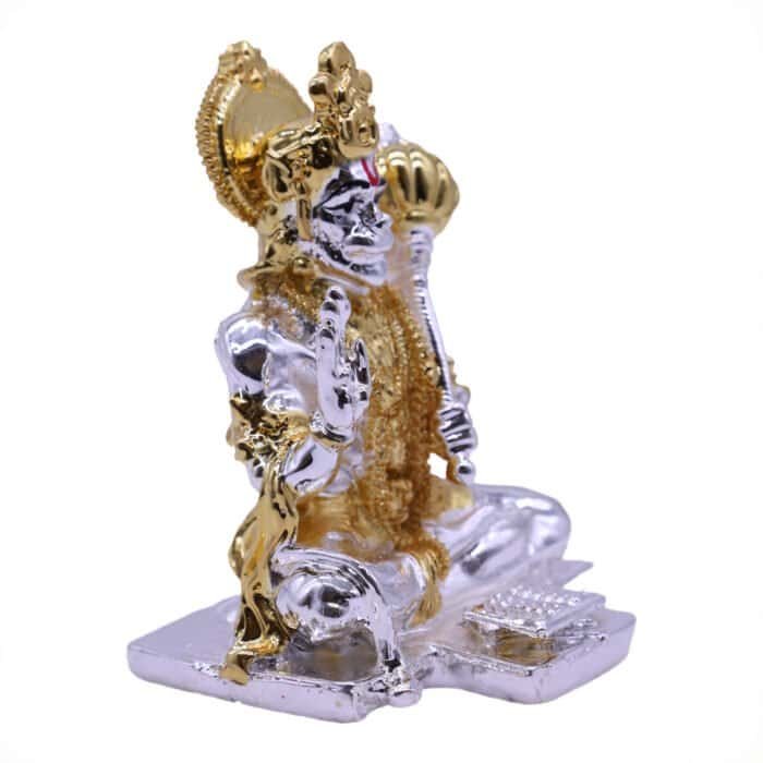Hanuman Idol in Shiny Silver & Gold for Car/ Office/ Home - Image 3