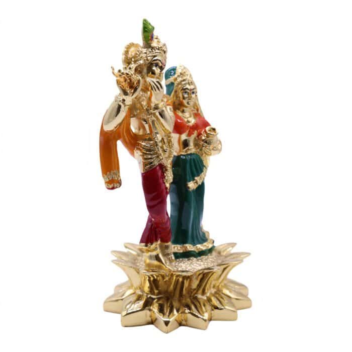 Fiber Radha Krishna Idol in Gold & Multicolor for Car/ Gifting/ Home - Image 2