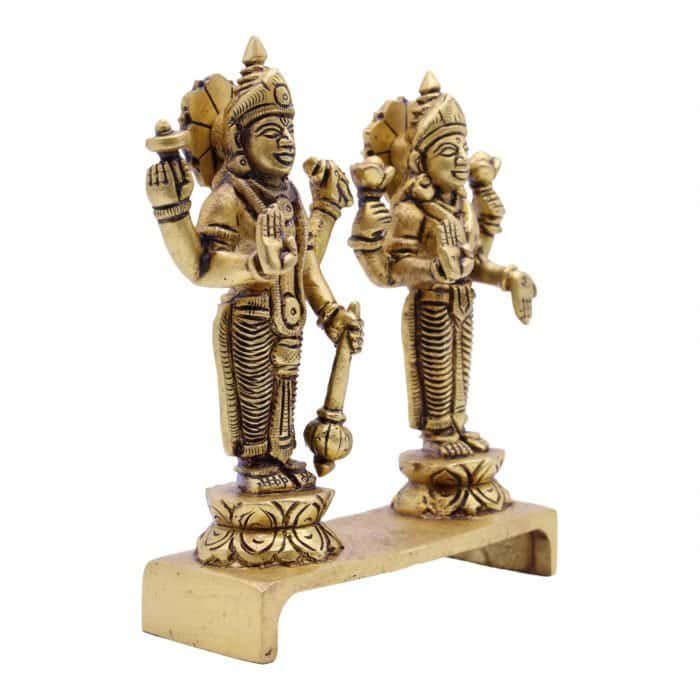 Handcrafted Brass Vishnu Lakshmi Idol for Home/ Office/ Gifting - Image 2