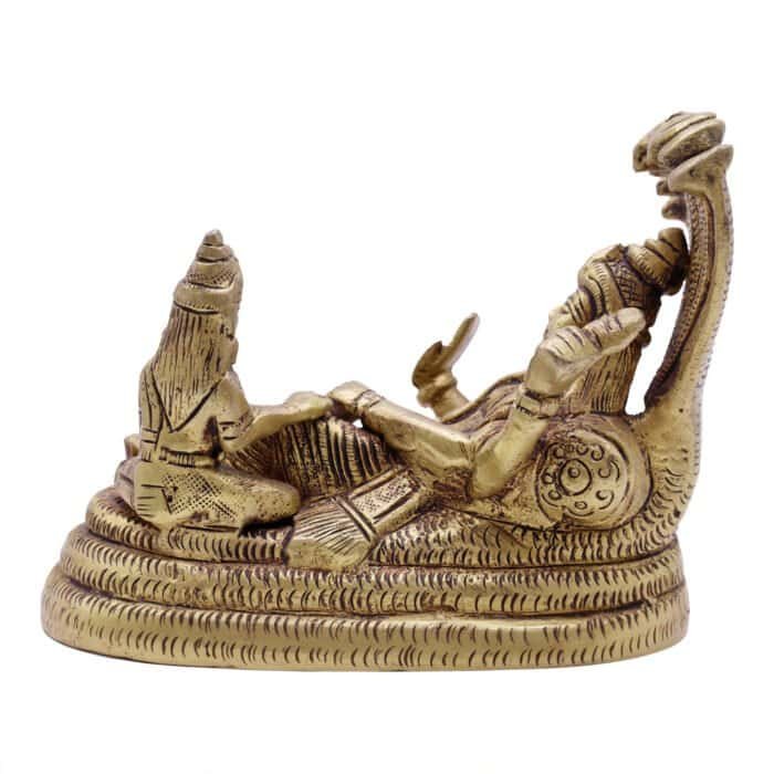 Lord Vishnu with Goddess Lakshmi on Sheshnaag Brass Idol for Home/ Temple/ Gifting - Image 2