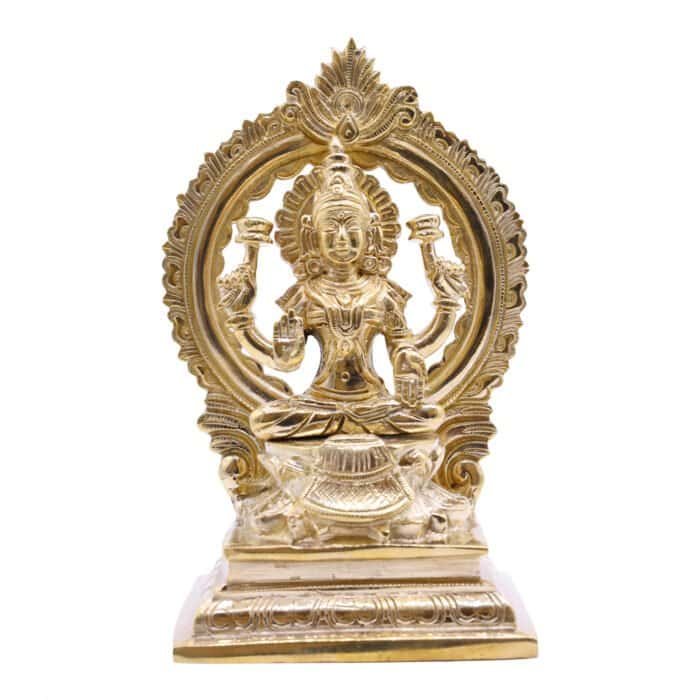 Handcrafted Panch Dhatu Idol of Goddess Lakshmi for Home/ Temple/ Gifting - Image 2