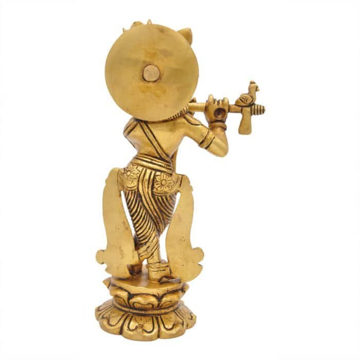 Handcrafted Brass Lord Krishna Idol for Temple/ Home/ Gifting - Image 2