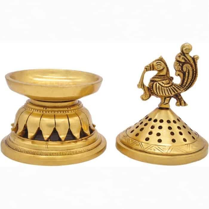 Swayambhu Brass Peacock Dhoop Daan 7 in - Image 2