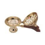Brass Dhoop Daan with Lid & Wooden Handle for Puja/ Temple - Image 2