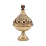 Brass Dhoop Daan with Lid & Wooden Handle for Puja/ Temple - Image 3