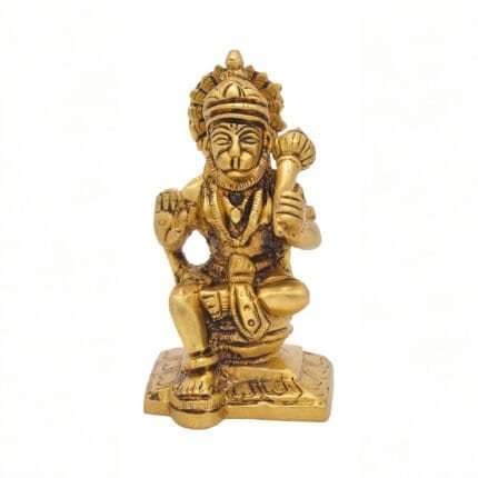 Brass Hanuman Idol in sitting pose, 8cm