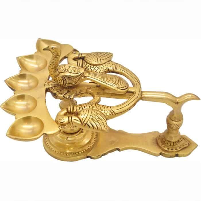 Brass Pancharti Diya (5 Wick) 8 in - Image 3