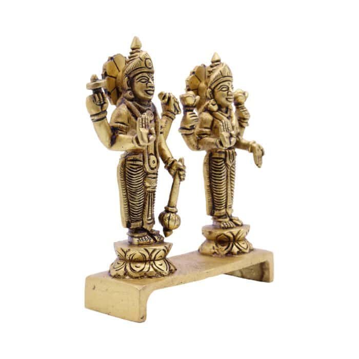 Brass Laxmi Narayan/Vishnu Idol for Home/ Temple/ Office/ Gifting - Image 2