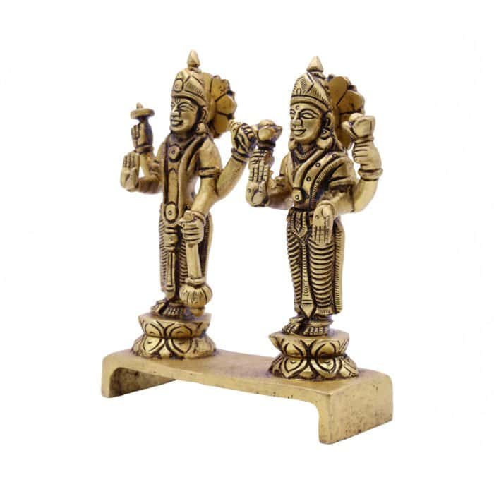 Brass Laxmi Narayan/Vishnu Idol for Home/ Temple/ Office/ Gifting - Image 3