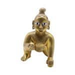 Brass idol of Bal Krishna/Laddu Gopal in his iconic crawling pose