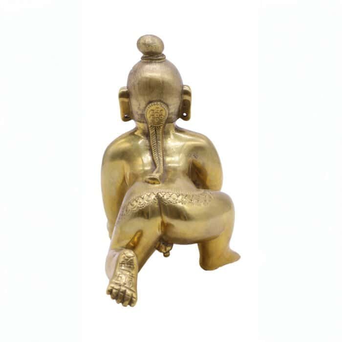 Brass idol of Bal Krishna/Laddu Gopal in his iconic crawling pose - Image 4