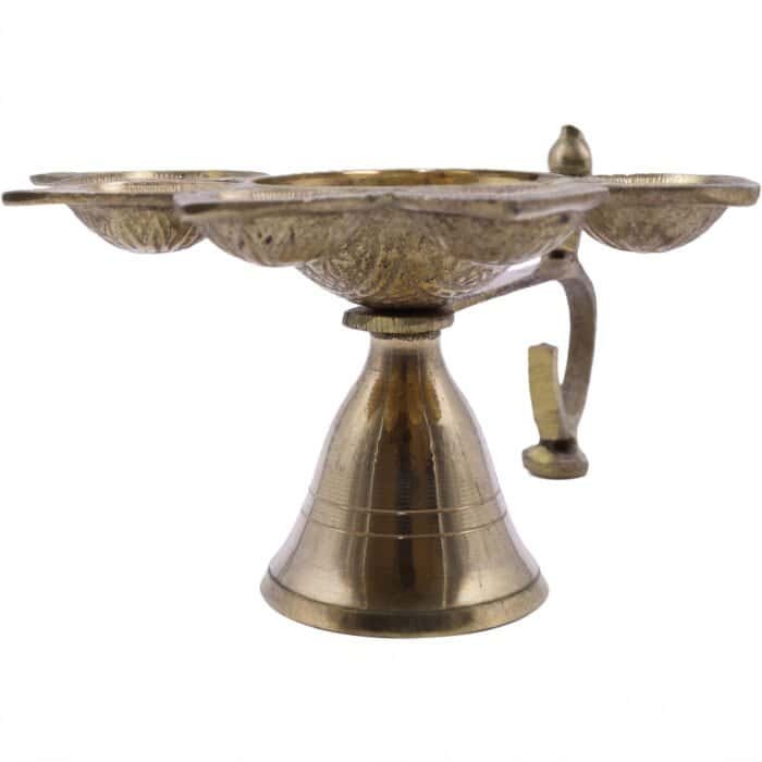 Handcrafted Brass Panch Aarti Diya for Temple Use - Image 3