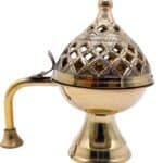 Handcrafted Brass Dhoop Dani with Dome Lid & Handle